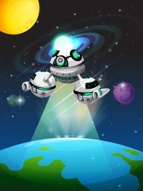 Uzay gemisi Dünya üzerinde uçan