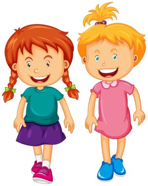 Mutlu yüz ile iki kız