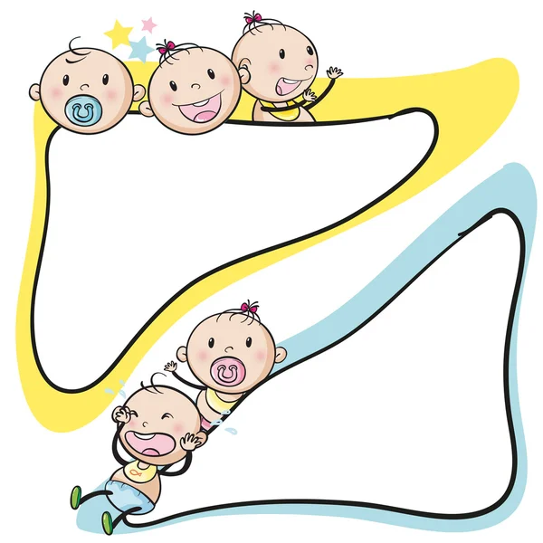 Diseño de pancartas con bebés sonriendo — Vector de stock