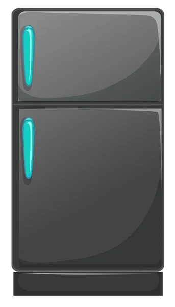 Refridgerator preto com alças azuis —  Vetores de Stock