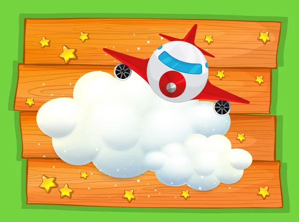 飛行機と雲とフレーム デザイン — ストックベクタ
