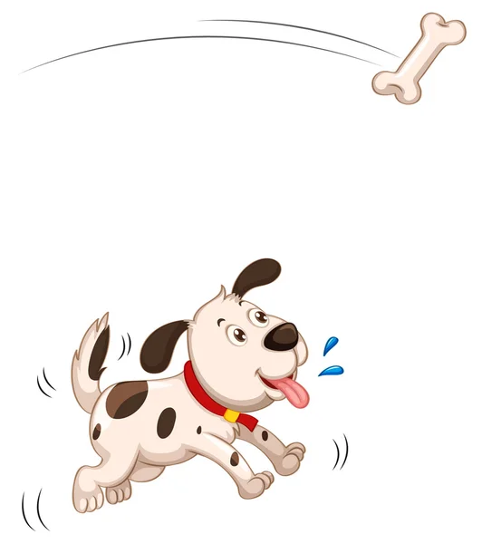 Puppy catching piece of bone — Stock Vector
