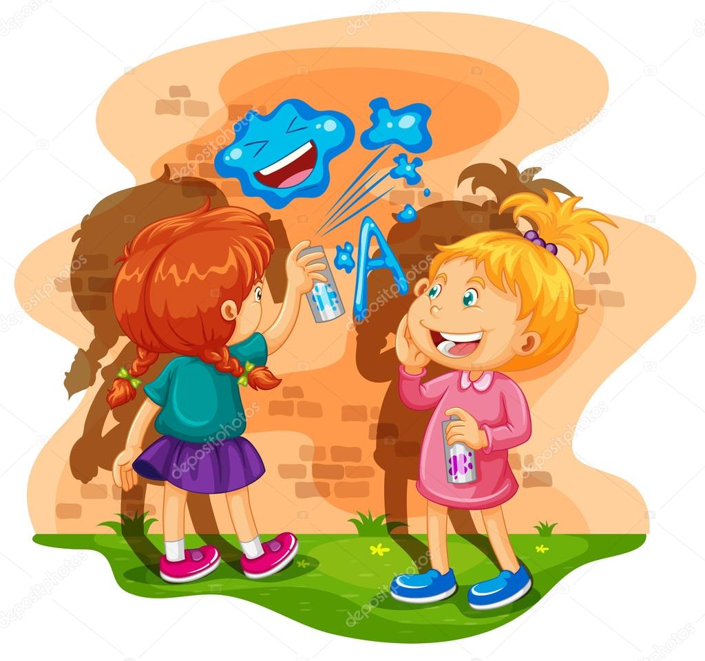 Kids Painting Walls Clipart