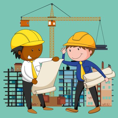 Mühendis inşaat alanında çalışıyor