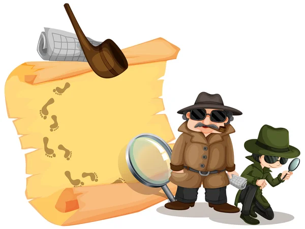 Detectives looking for clues — Stock Vector