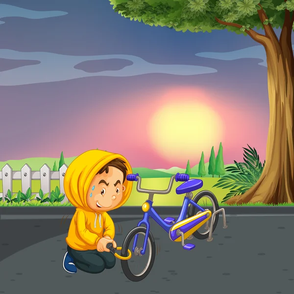 Man stealing bike at the park — Stock Vector