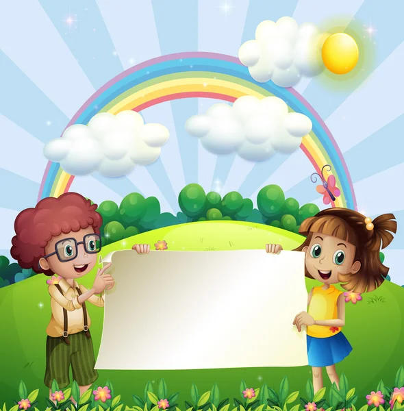 Design papíru s chlapec a dívka v parku — Stockový vektor