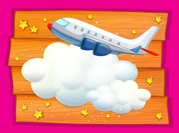 Rahmendesign mit Flugzeug und Wolken — Stockvektor