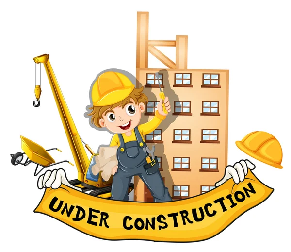 Worker working at the construction site — Stock Vector