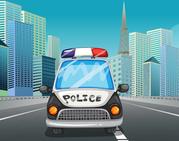 Police car on the freeway — Stock Vector