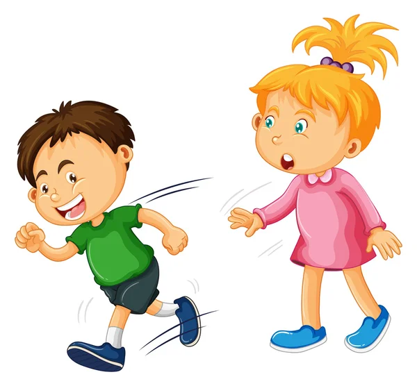 Erkek ve kız beyaz arka plan üzerinde