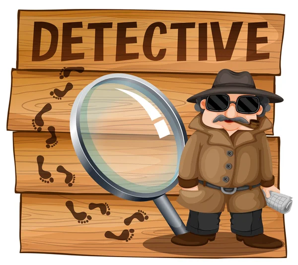 Detective in brown overcoat — Stock Vector