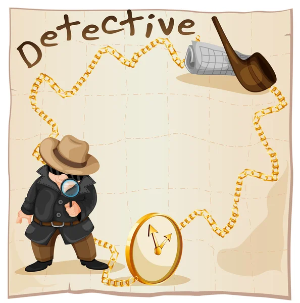 Frame design with detective and smoking pipe — Stock Vector