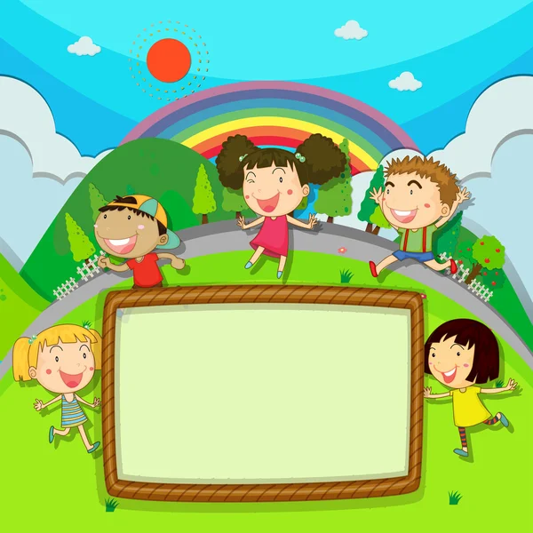 Conception du cadre avec les enfants dans le parc — Image vectorielle