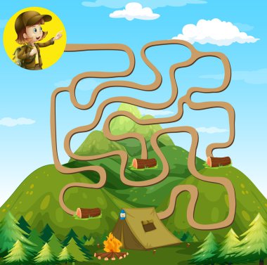 Kız ve kamp site ile oyun şablonu