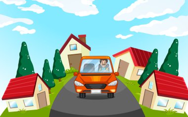 Mahallede arabayı kullanan adam