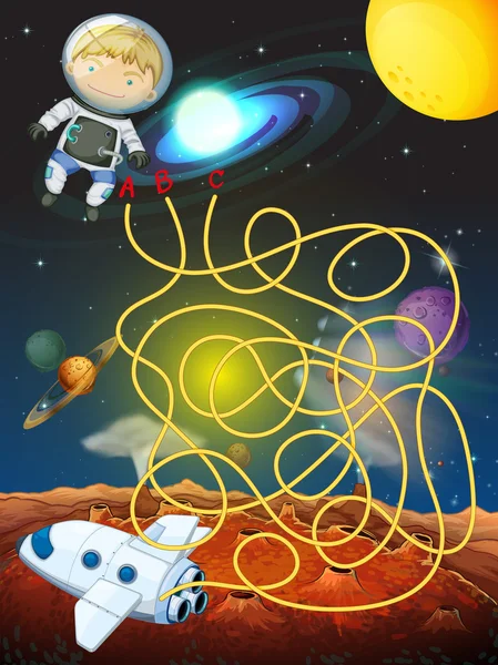 Лабіринт гра з астронавтом в космосі — стоковий вектор