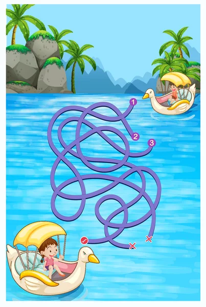 Game template with children riding boats