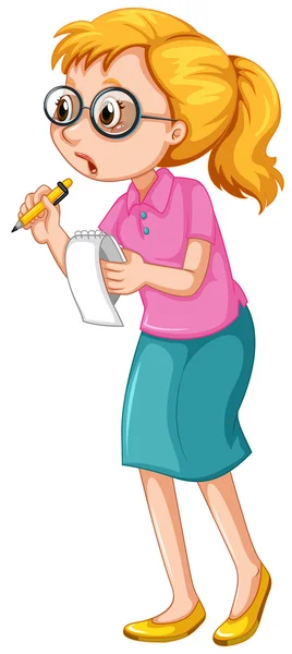 Female journalist taking notes — Stock Vector