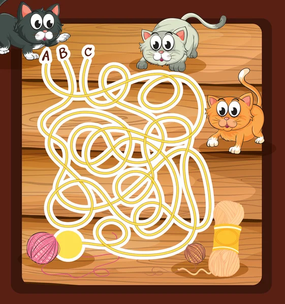 Üç yavru kedi ile oyun şablonu