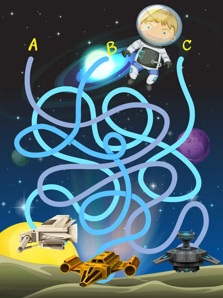 Шаблон гри з астронавтом у просторі — стоковий вектор