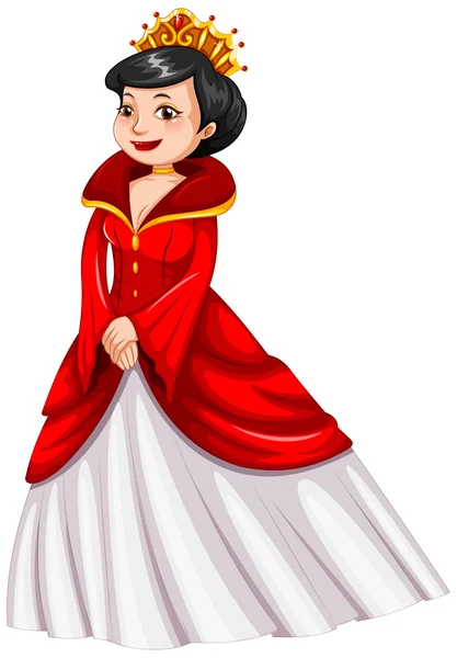 Queen in red dress — Stock Vector