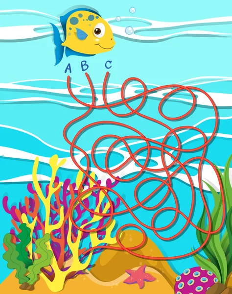 游戏模板与鱼和珊瑚礁 — 图库矢量图片