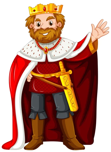 King wearing red robe — Stock Vector