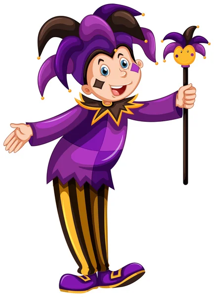 Jester in purple costume — Stock Vector