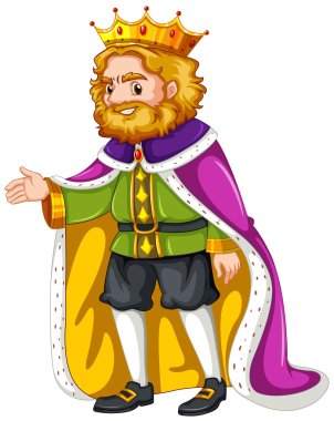 King wearing purple robe clipart