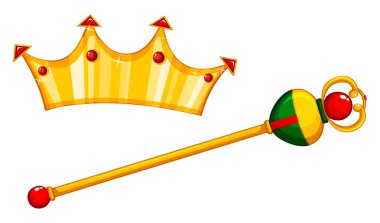 Golden mace and crown clipart
