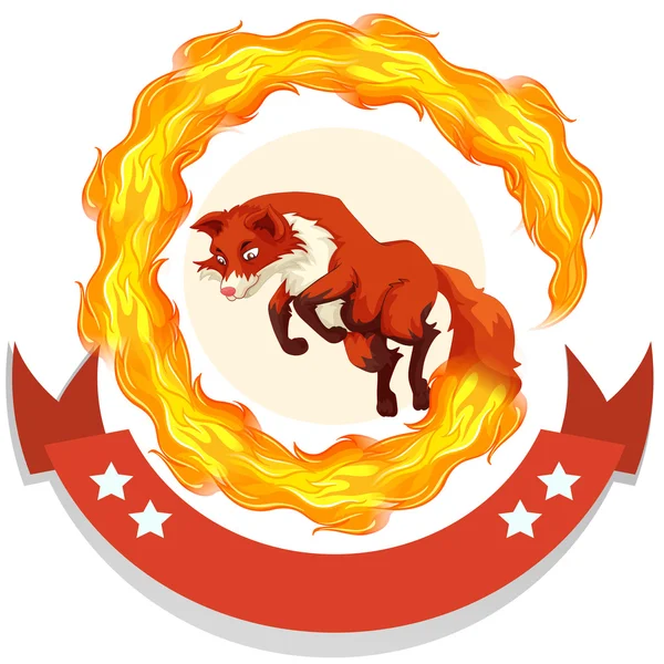 Fox sautant à travers le cerceau de feu — Image vectorielle