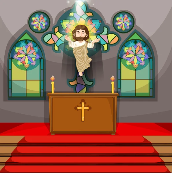 Figura de Jesús en la iglesia — Vector de stock