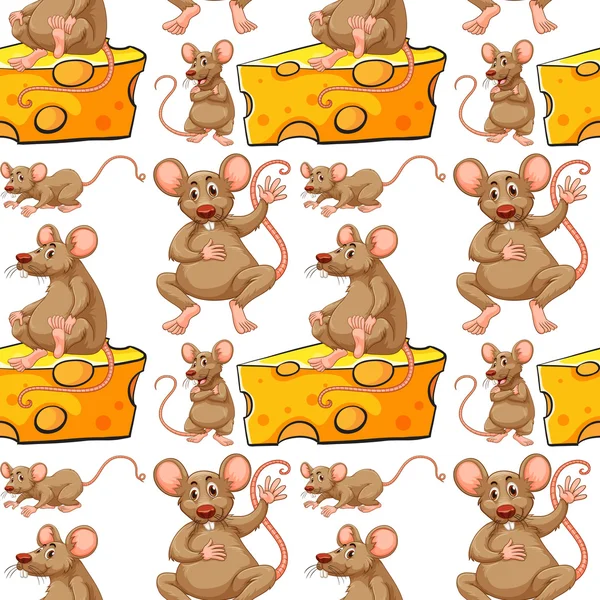 Безшовна мишка та сирний шматочок — стоковий вектор