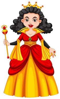 Kırmızı ve sarı elbiseli Kraliçe