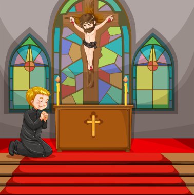 Rahip kilisede ayin yapıyor