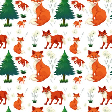 Sorunsuz red fox ve çam ağacı