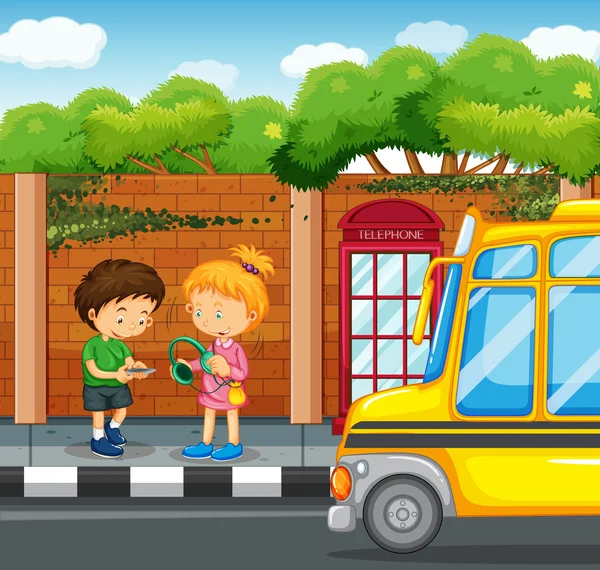 Kids hanging out on the sidewalk — Stock Vector