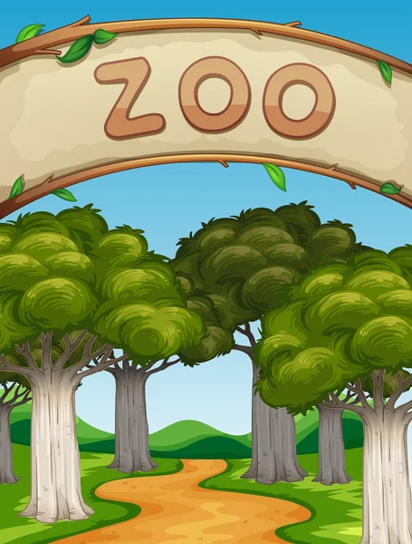 Сцена з зоопарком і деревами — стоковий вектор