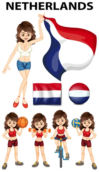 Netherlands woman doing sports — Stock Vector