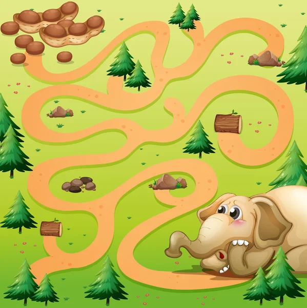 Modelo de jogo com elefante e amendoim —  Vetores de Stock