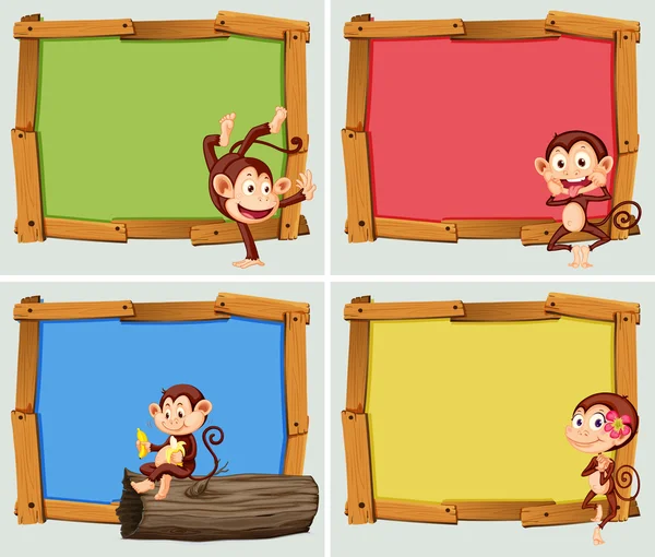 框架设计与可爱的猴子 — 图库矢量图片
