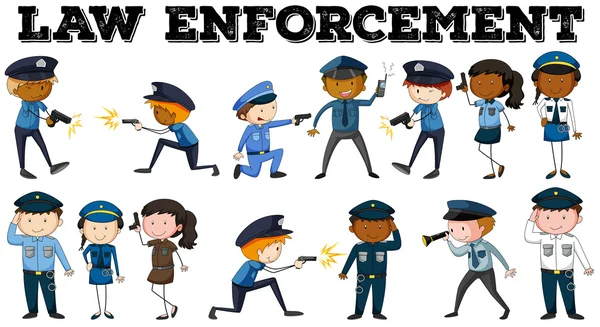 Policeman and law enforcement poster — Stock Vector