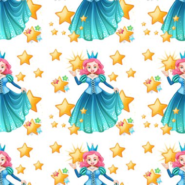 Mavi elbise ve yıldız sorunsuz Kraliçe