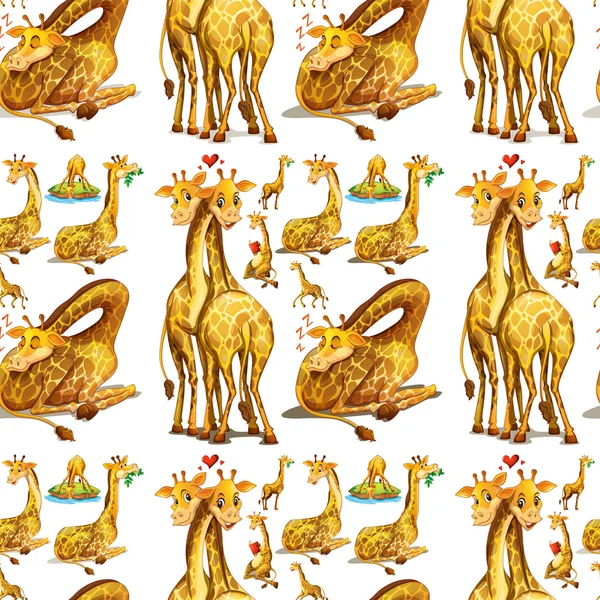 Бесшовный жираф в разных действиях — стоковый вектор