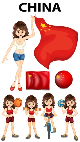 China representative and many sports — Stock Vector