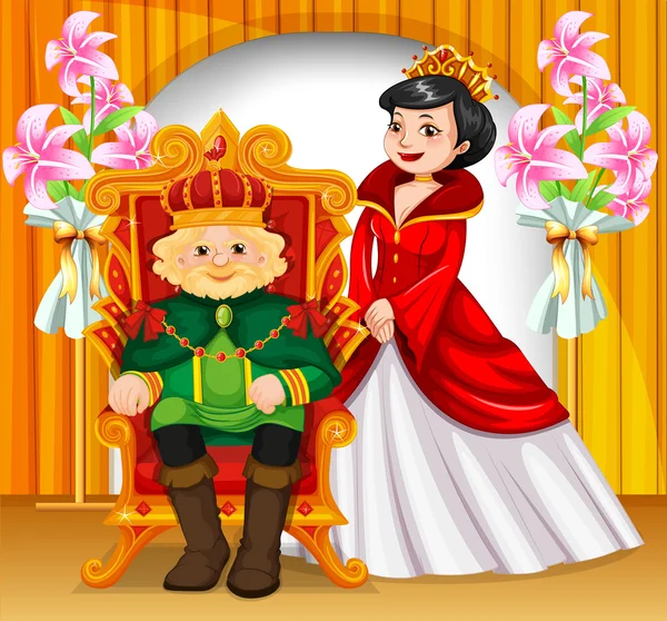 Király és királyné koronát visel — Stock Vector