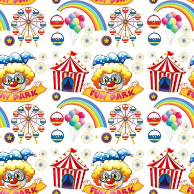 Seamless clowns and circus clipart