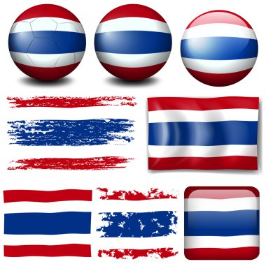 Farklı öğeler üzerinde Tayland bayrağı