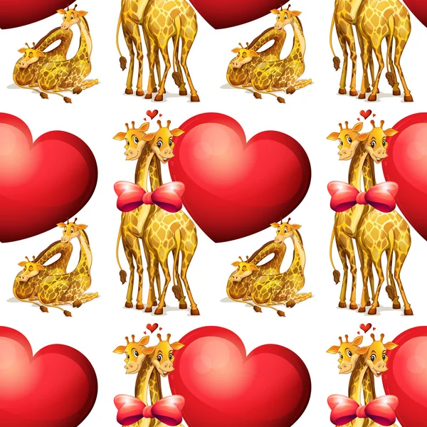 Dev yürekleri sorunsuz zürafalar — Stok Vektör